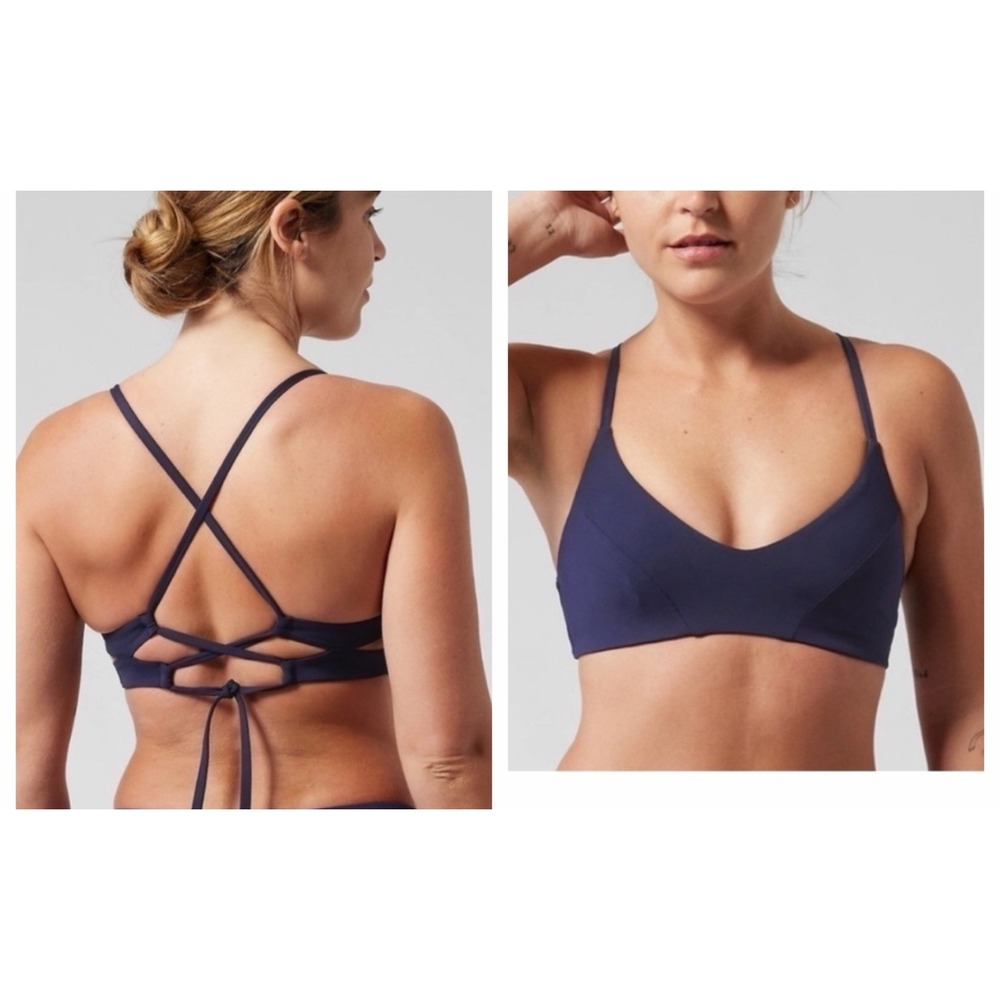 Athleta A-C Triangle Women XL Bikini Top Blue Swim Beach Tie Back 511636 NEW NWT